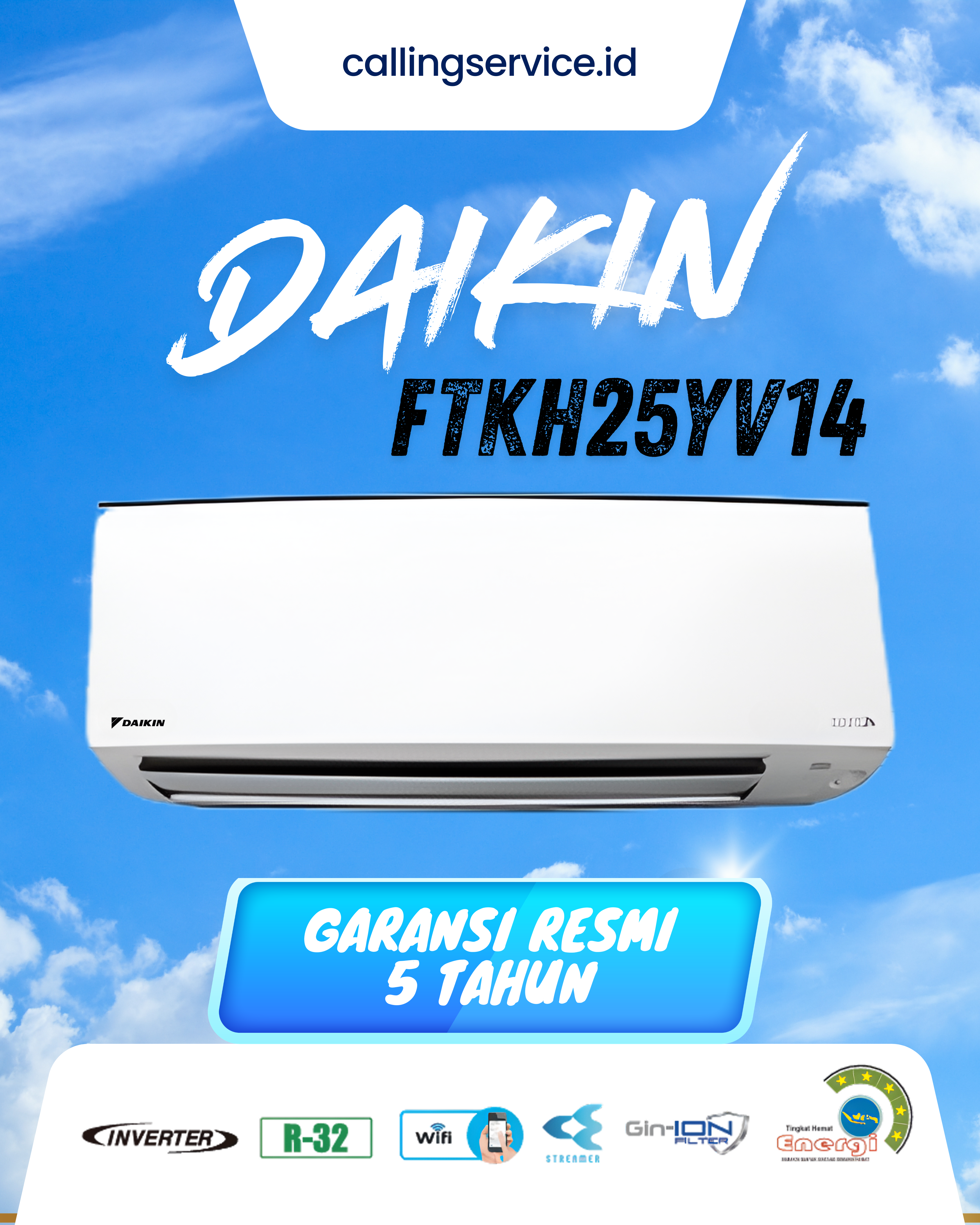 AC Daikin 1 PK Alpha Inverter FTKH25YV14