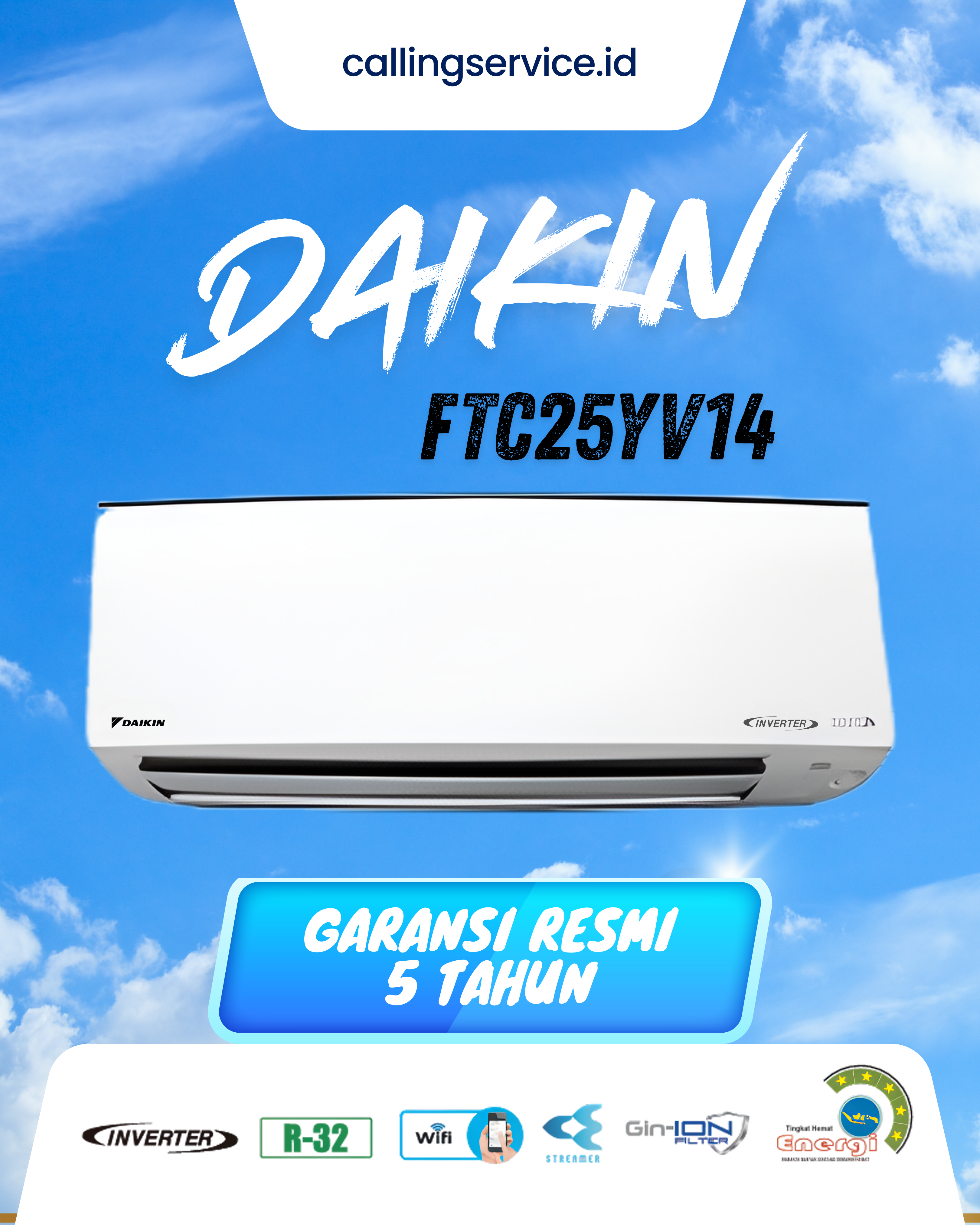 AC Daikin Split Standard 1 PK FTC25YV14 Nusantara R32