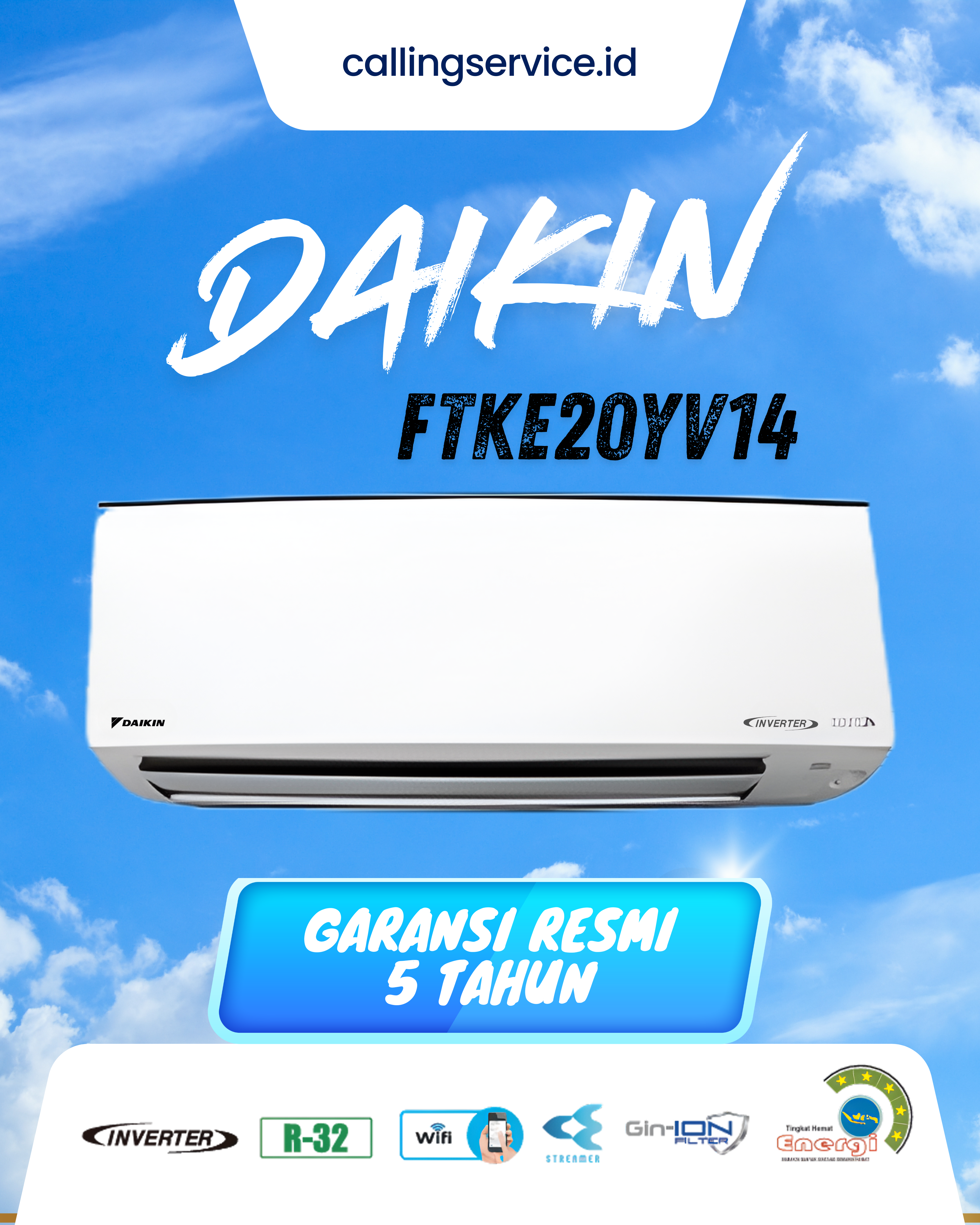 AC Daikin 3/4 PK BETA Inverter FTKE20YV14